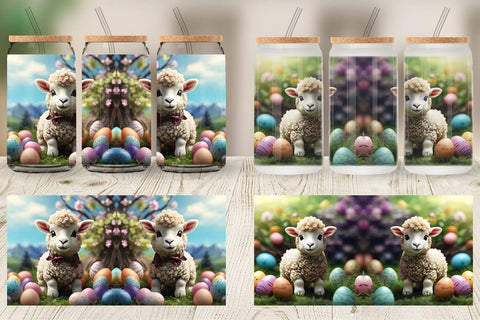 Glass Can Wrap Easter Baby Sheep Sublimation artnoy 