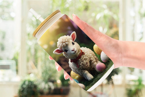Glass Can Wrap Easter Baby Sheep Sublimation artnoy 