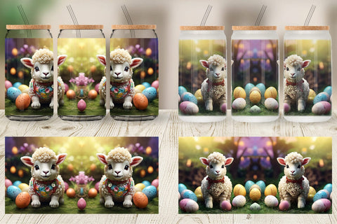 Glass Can Wrap Easter Baby Sheep Sublimation artnoy 