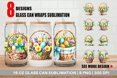 Glass Can Wrap Easter Basket Sublimation artnoy 
