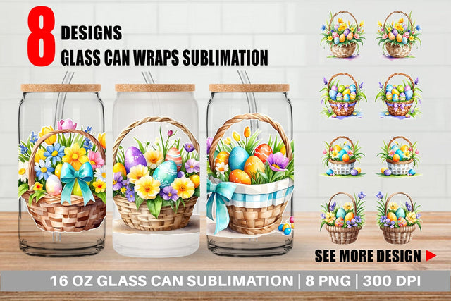 Glass Can Wrap Easter Basket Sublimation artnoy 