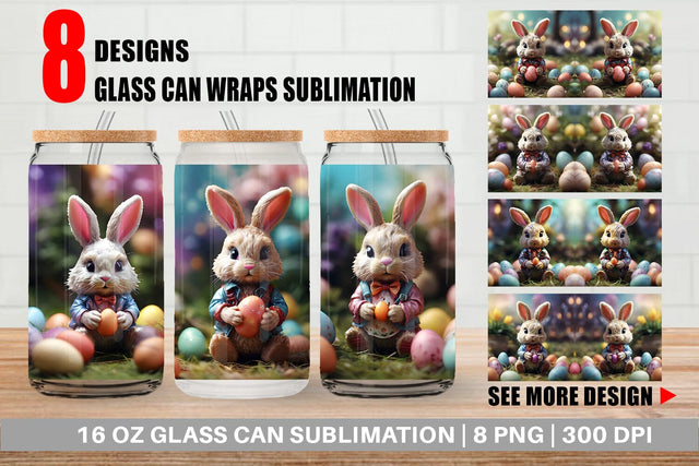 Glass Can Wrap Easter Bunny Sublimation artnoy 