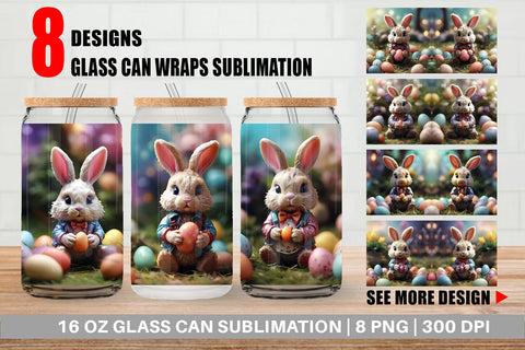 Glass Can Wrap Easter Bunny Sublimation artnoy 