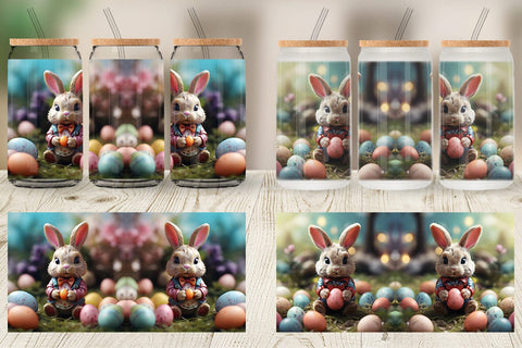 Glass Can Wrap Easter Bunny Sublimation artnoy 