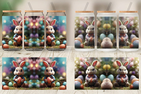 Glass Can Wrap Easter Bunny Sublimation artnoy 