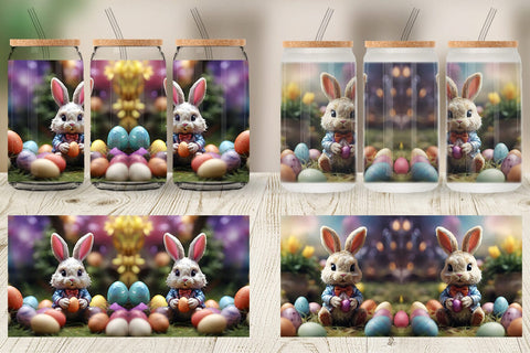 Glass Can Wrap Easter Bunny Sublimation artnoy 