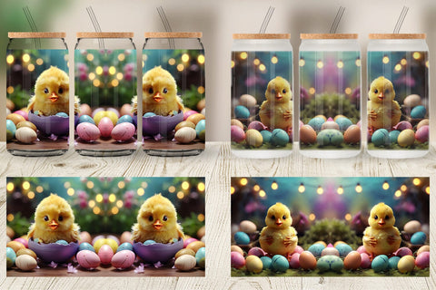 Glass Can Wrap Easter Chick Sublimation artnoy 