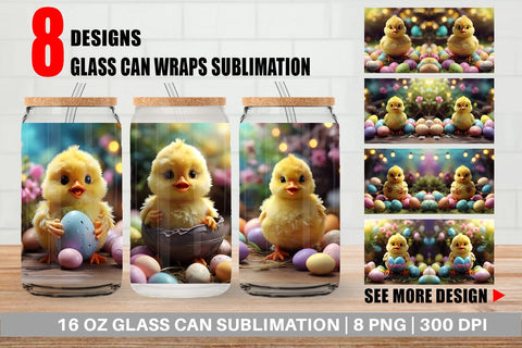Glass Can Wrap Easter Chick Sublimation artnoy 