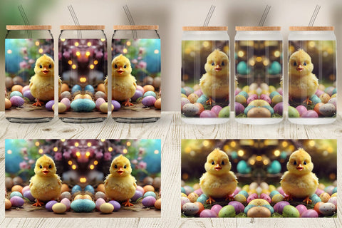 Glass Can Wrap Easter Chick Sublimation artnoy 