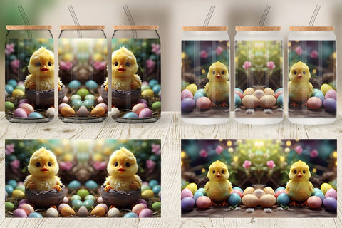 Glass Can Wrap Easter Chick Sublimation artnoy 