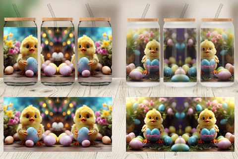 Glass Can Wrap Easter Chick Sublimation artnoy 