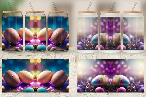 Glass Can Wrap Easter Egg Bokeh Sublimation artnoy 