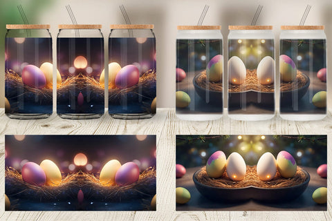 Glass Can Wrap Easter Egg Bokeh Sublimation artnoy 