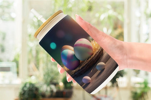 Glass Can Wrap Easter Egg Bokeh Sublimation artnoy 