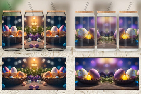 Glass Can Wrap Easter Egg Bokeh Sublimation artnoy 