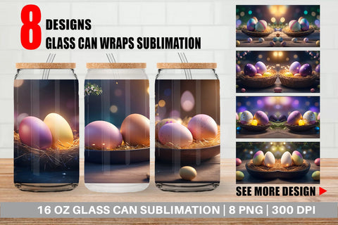Glass Can Wrap Easter Egg Bokeh Sublimation artnoy 