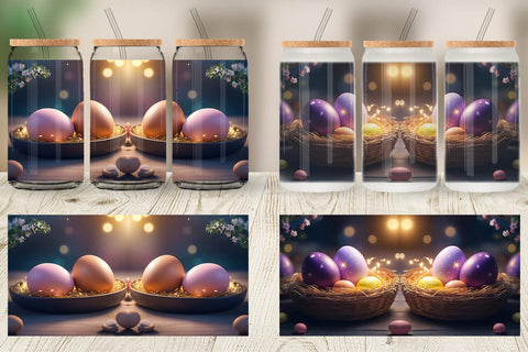 Glass Can Wrap Easter Egg Bokeh Sublimation artnoy 