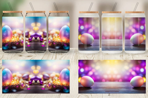 Glass Can Wrap Easter Egg Bokeh Sublimation artnoy 