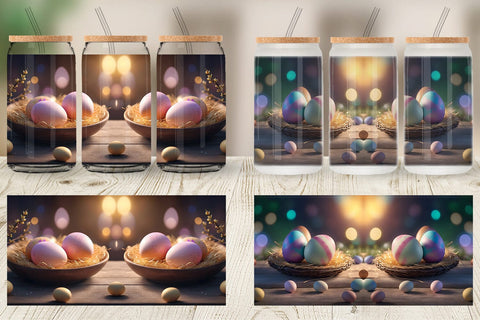 Glass Can Wrap Easter Egg Bokeh Sublimation artnoy 