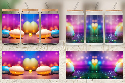 Glass Can Wrap Easter Egg Bokeh Sublimation artnoy 