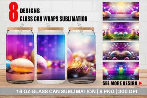 Glass Can Wrap Easter Egg Bokeh Sublimation artnoy 