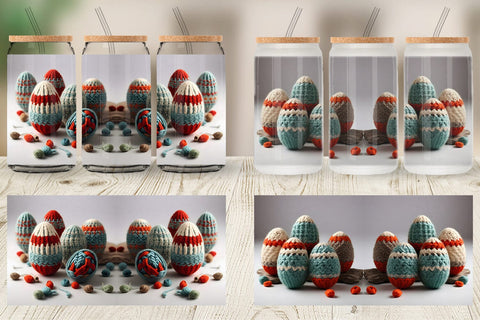 Glass Can Wrap Easter Egg Embroidery Sublimation artnoy 