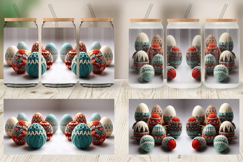 Glass Can Wrap Easter Egg Embroidery Sublimation artnoy 
