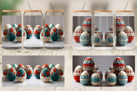 Glass Can Wrap Easter Egg Embroidery Sublimation artnoy 
