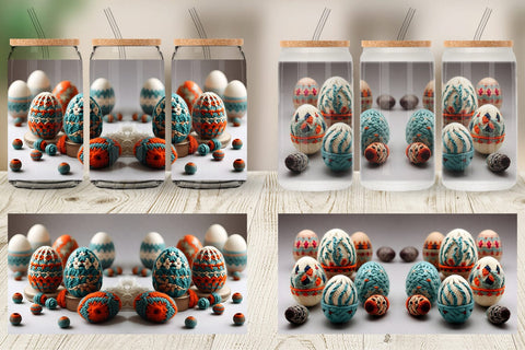 Glass Can Wrap Easter Egg Embroidery Sublimation artnoy 