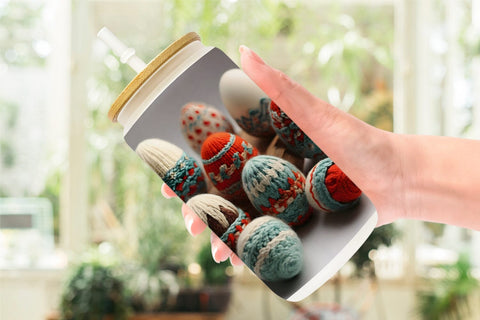 Glass Can Wrap Easter Egg Embroidery Sublimation artnoy 