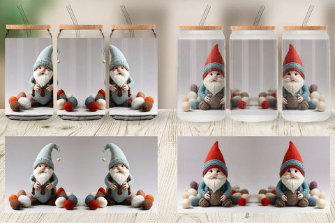 Glass Can Wrap Easter Gnome Embroidery Sublimation artnoy 