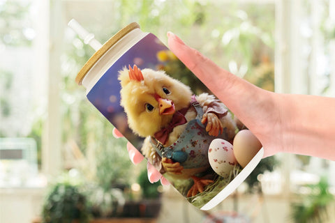 Glass Can Wrap Easter Mother Chicken Sublimation artnoy 