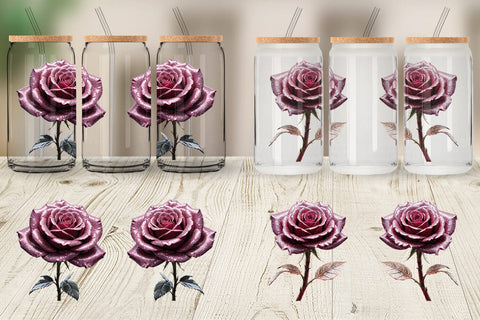 Glass Can Wrap Faded Grunge Rose Sublimation artnoy 