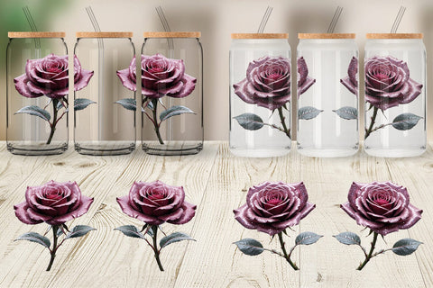 Glass Can Wrap Faded Grunge Rose Sublimation artnoy 