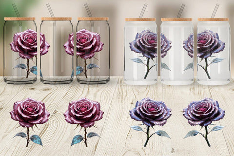 Glass Can Wrap Faded Grunge Rose Sublimation artnoy 