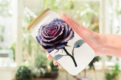Glass Can Wrap Faded Grunge Rose Sublimation artnoy 