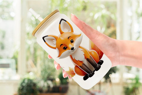 Glass Can Wrap Fall Fox Sublimation artnoy 