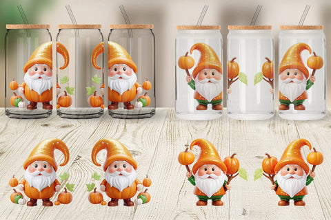 Glass Can Wrap Fall Gnome Sublimation artnoy 