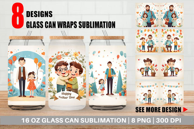 Glass Can Wrap Father's Day Art Sublimation artnoy 