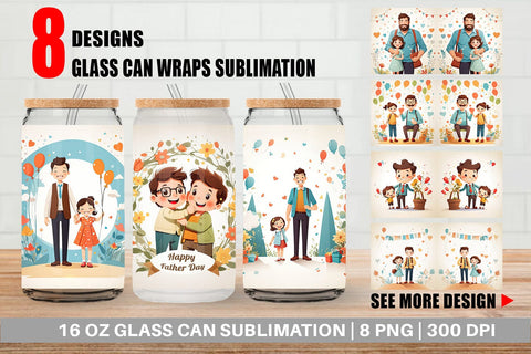 Glass Can Wrap Father's Day Art Sublimation artnoy 