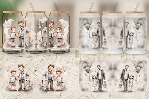 Glass Can Wrap Father's Day Watercolor Sublimation artnoy 