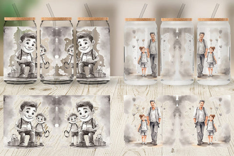 Glass Can Wrap Father's Day Watercolor Sublimation artnoy 