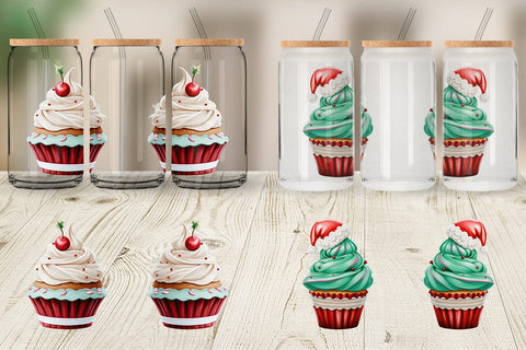 Glass Can Wrap Festive Cupcake Sublimation artnoy 