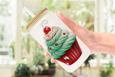 Glass Can Wrap Festive Cupcake Sublimation artnoy 