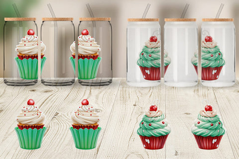 Glass Can Wrap Festive Cupcake Sublimation artnoy 