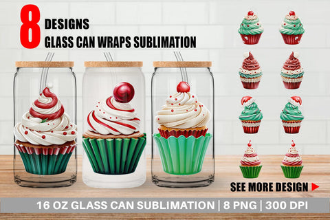 Glass Can Wrap Festive Cupcake Sublimation artnoy 