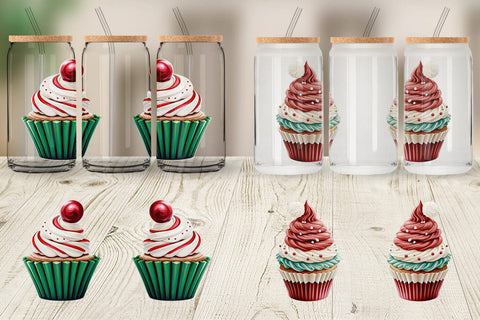 Glass Can Wrap Festive Cupcake Sublimation artnoy 