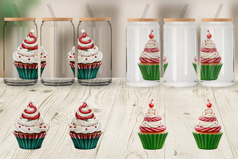 Glass Can Wrap Festive Cupcake Sublimation artnoy 