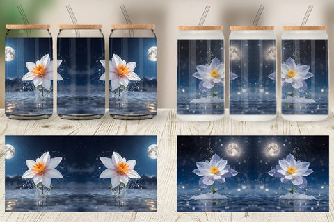 Glass Can Wrap Flower and Water Sublimation artnoy 