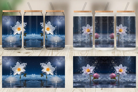 Glass Can Wrap Flower and Water Sublimation artnoy 